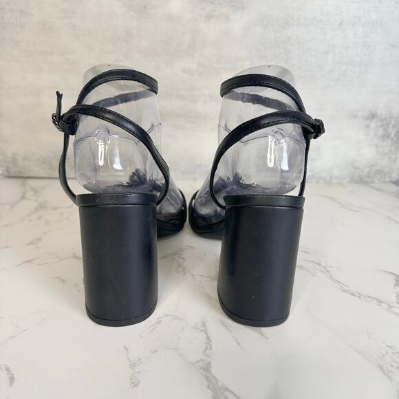 Sam & Libby Jordan High Block Heel WMNS Black US7.5 Square Toe Sandals 4" Pumps - Picture 7 of 9